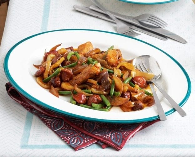 Pork, chorizo and fennel stir-fry