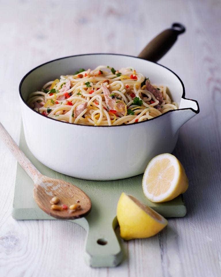 Sardine, chilli and lemon spaghetti recipe | delicious. magazine