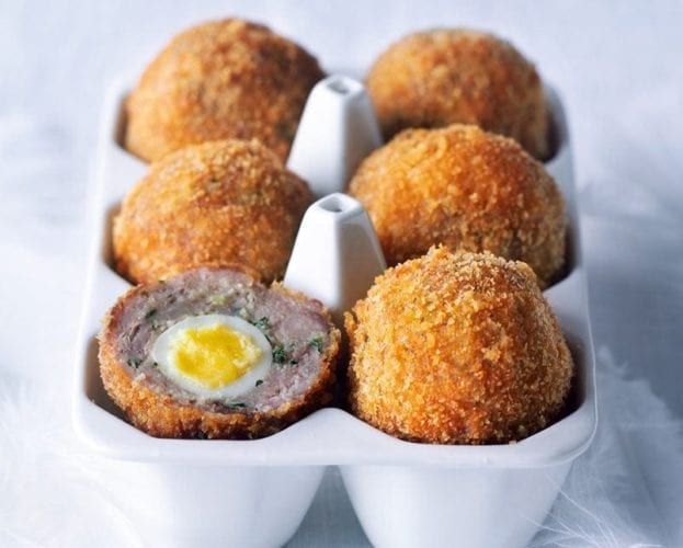 Goose confit scotch eggs