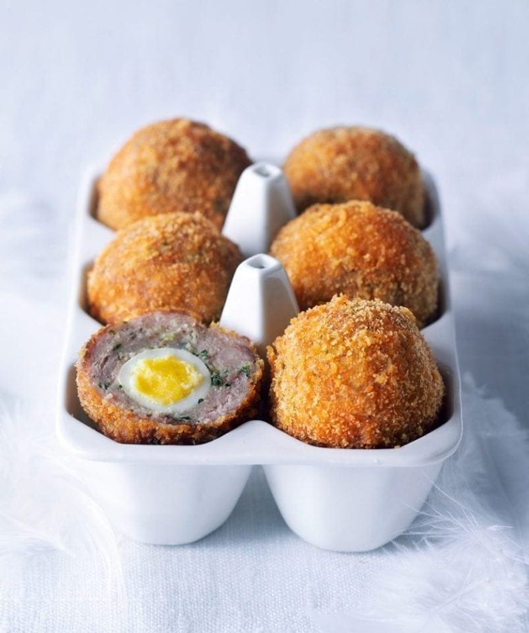 Goose confit scotch eggs