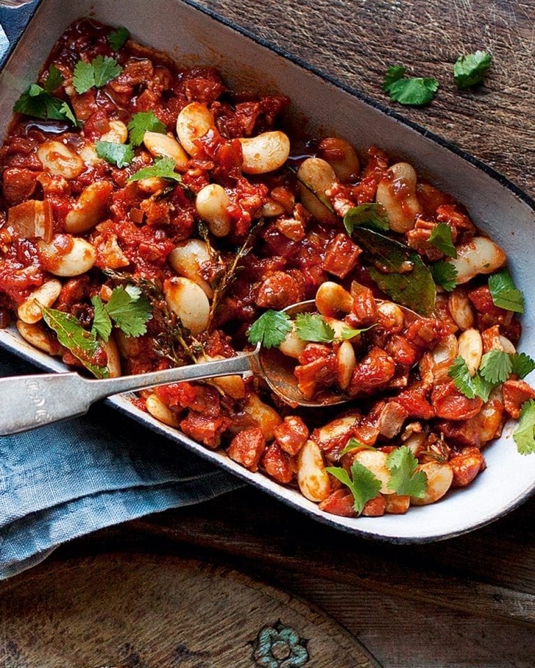 One-pot pancetta stew with butter beans and chorizo