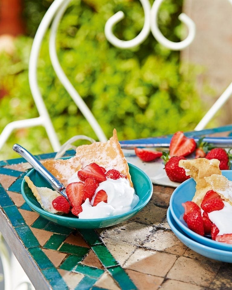 Image of French biscuits, strawberries and syllabub