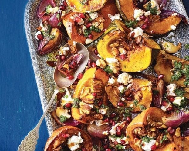 Roast pumpkin with green charmoula and tahini