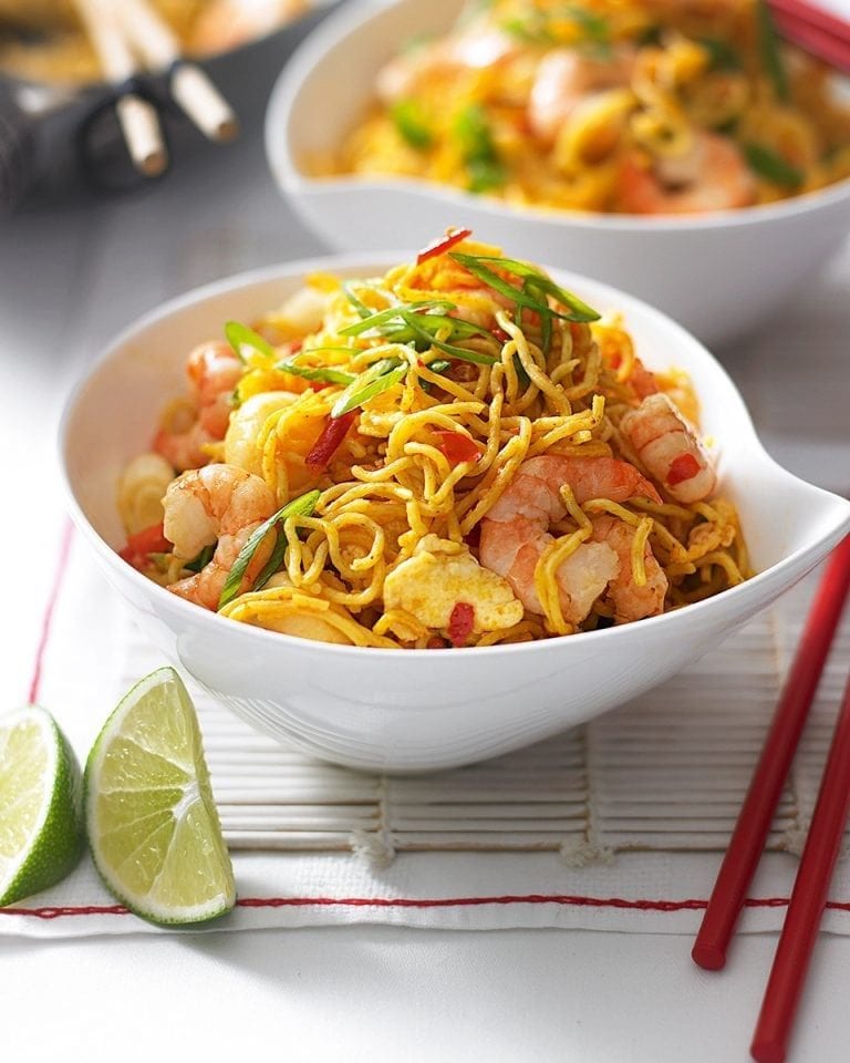 Cheat’s spicy prawn Singapore noodles