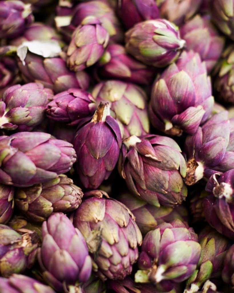 Image of seasonal purple artichokes