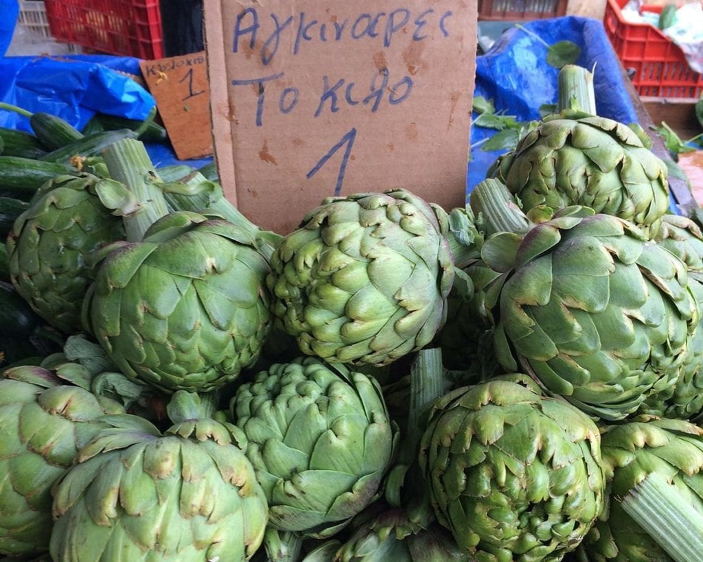 Image of giant artichokes at market