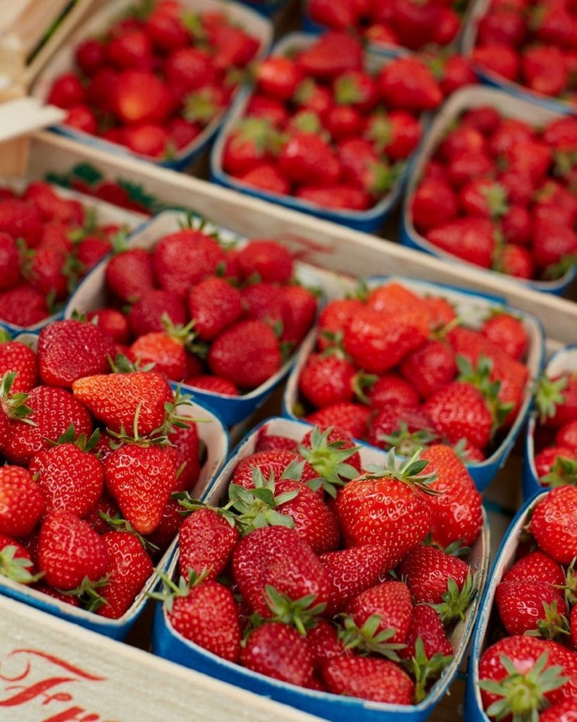 Image of strawberries for sale at French market