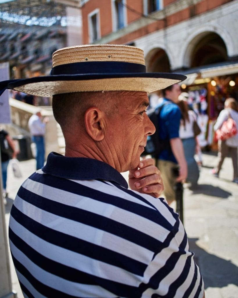 Image of gondolier deep in thought