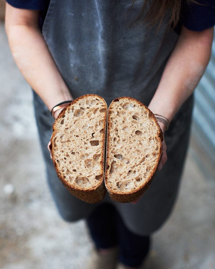 Image of a loaf of bread sliced in half