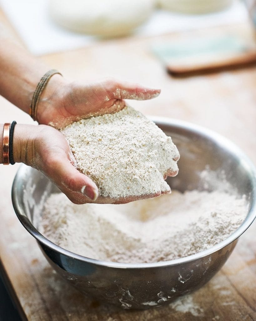 image of hands full of flour