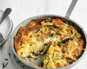 New potato, bean and mozzarella frittata