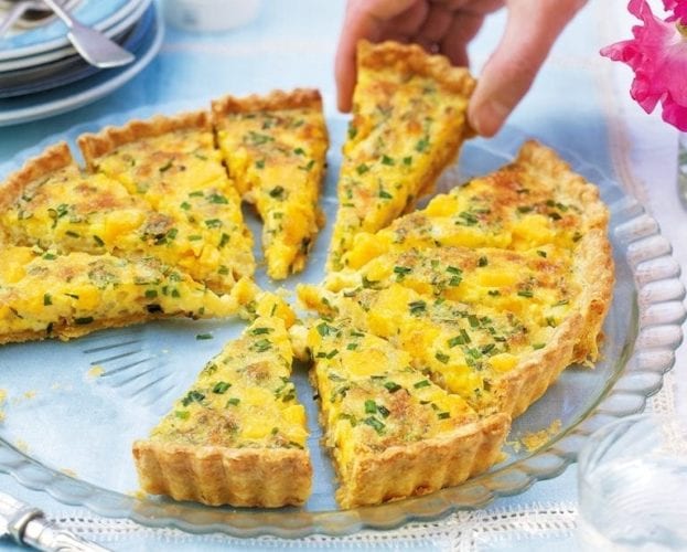 Three-cheese and chive tart