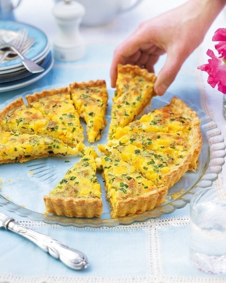 Three-cheese and chive tart