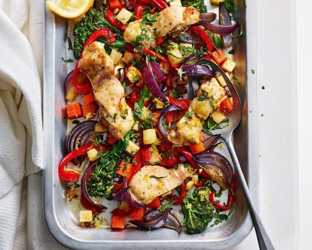 Chicken and vegetable traybake