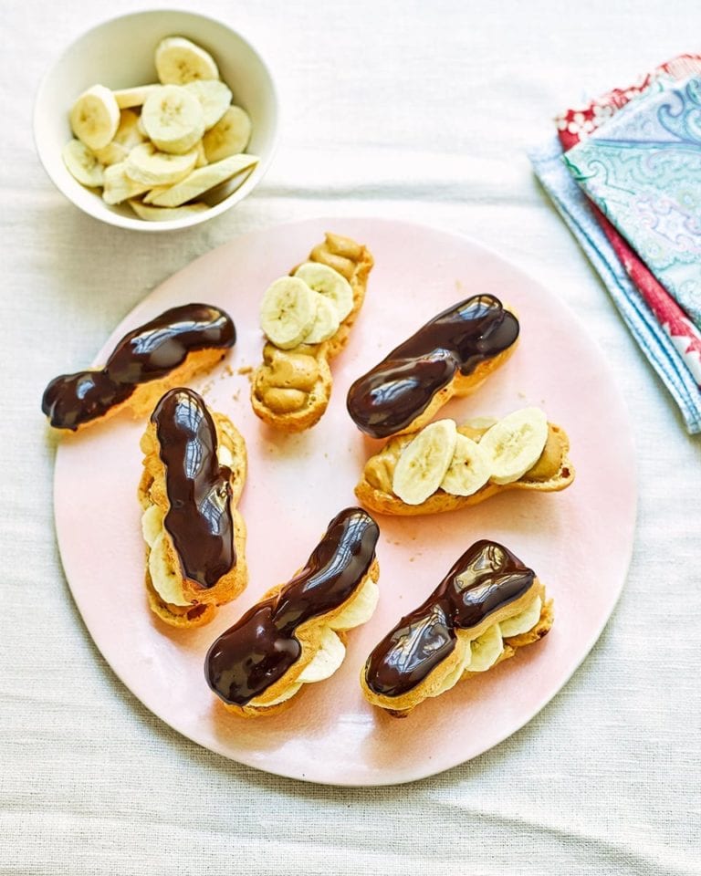 Miso caramel banoffee éclairs