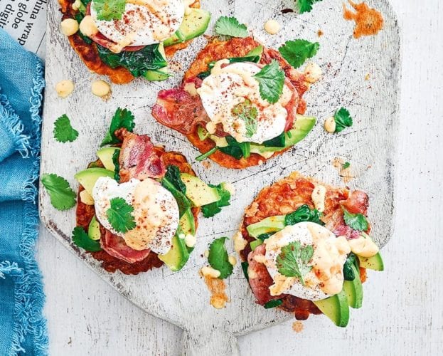 eggs benedict with sweetcorn fritters