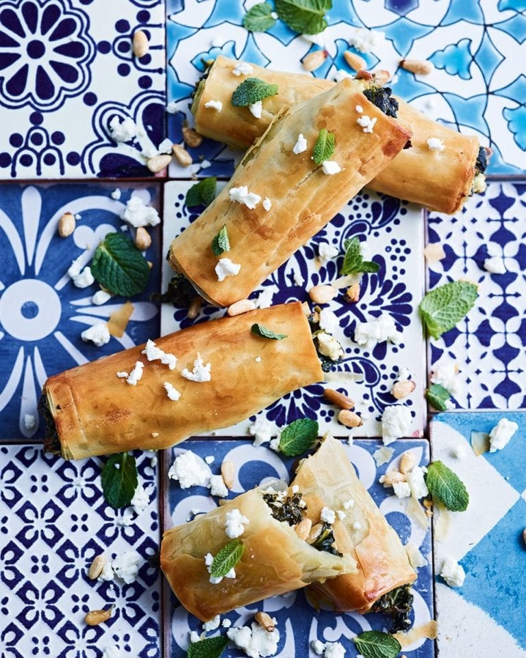 Pine nut, feta, spinach and mint börek