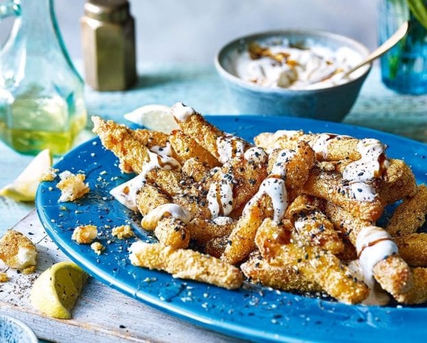Halloumi fries with honey and sesame