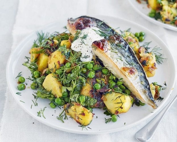Fresh grilled mackerel with potato hash