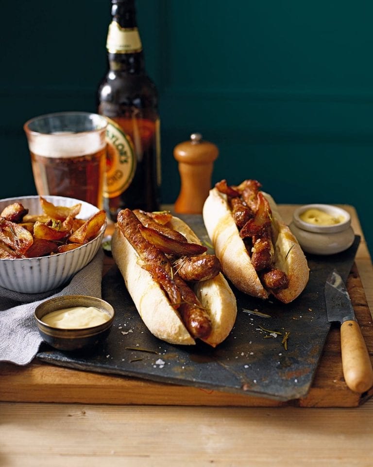 Merguez sausage, roast potato and aïoli baguettes