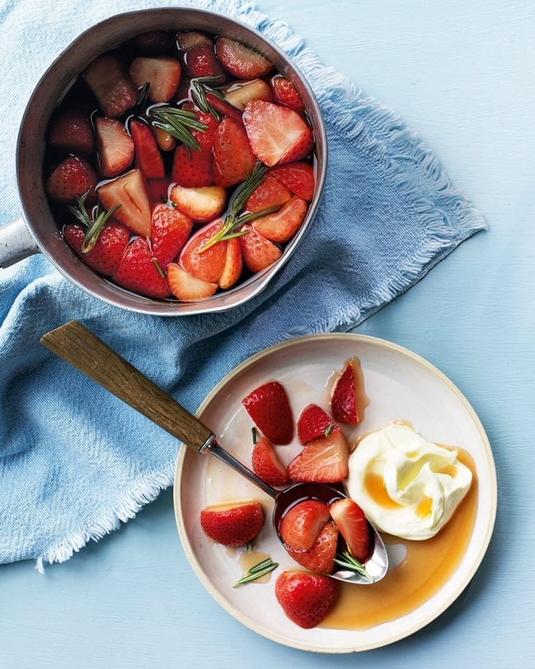 Marsala strawberries with lemon crème fraîche