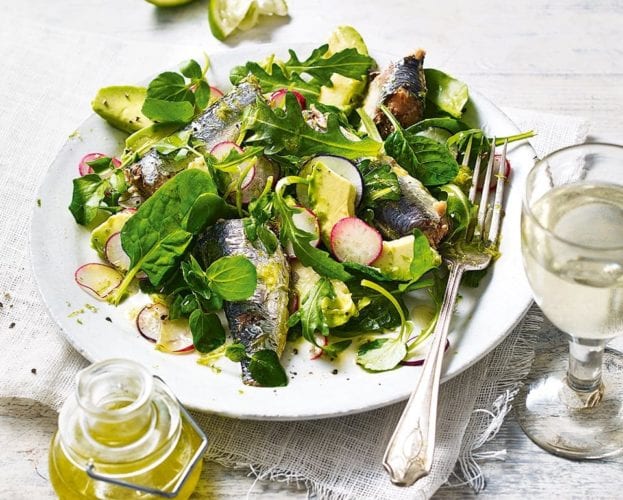 Sardines with watercress salad