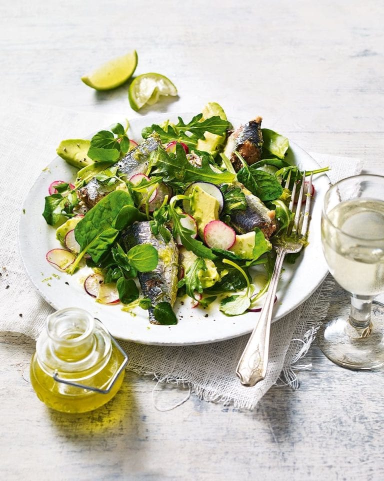 Sardines with watercress salad