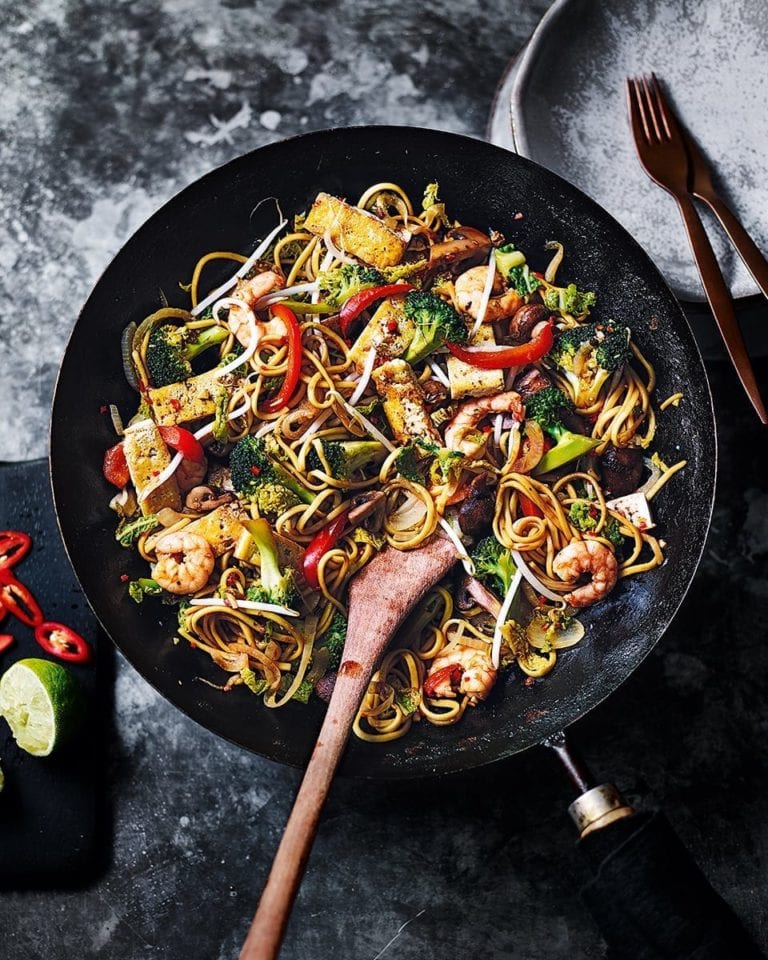 Prawn, cabbage and sichuan pepper stir-fry