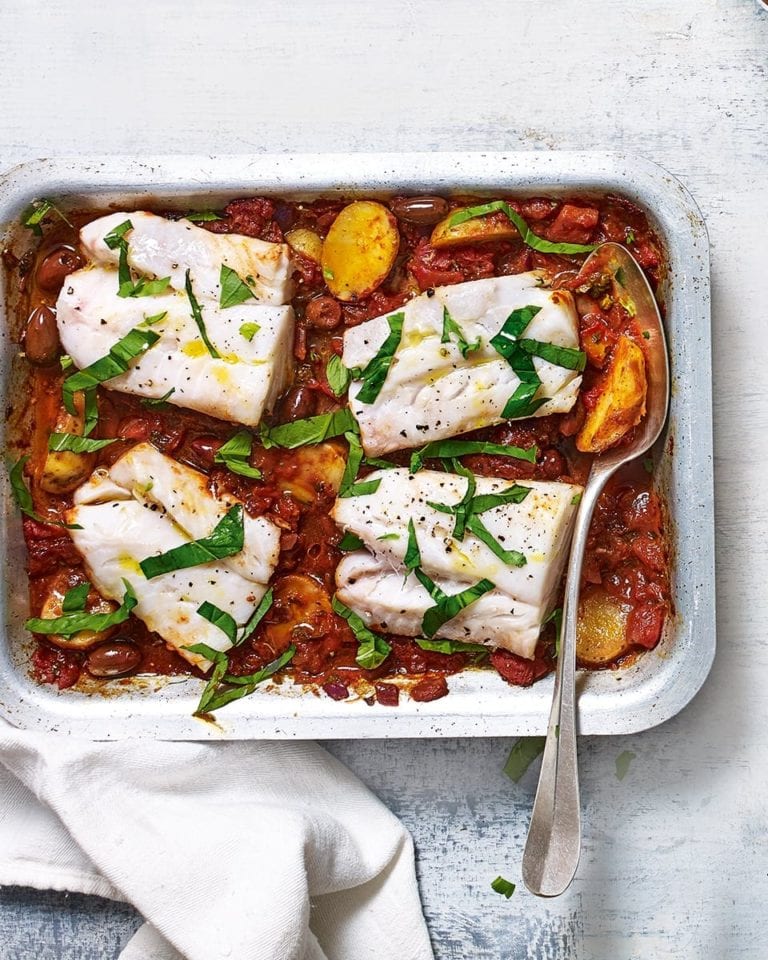 Herby cod and new potato traybake recipe