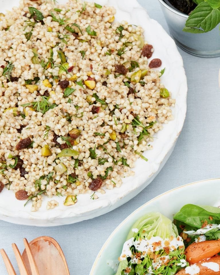 Fruit and herb buckwheat salad