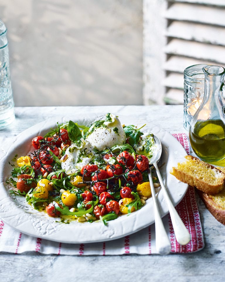 Tomato and burrata salad with basil oil