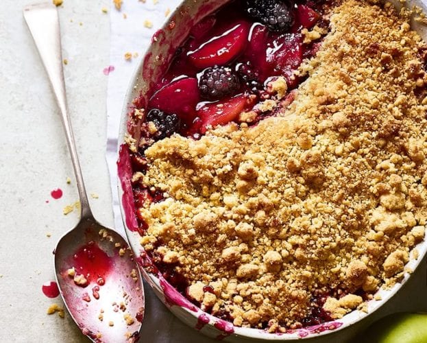 Blackberry and apple crumble
