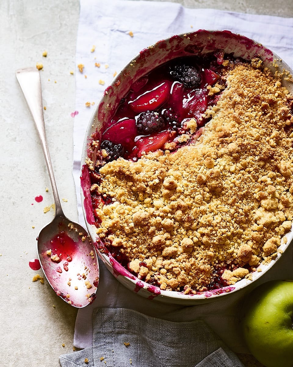Blackberry and apple crumble