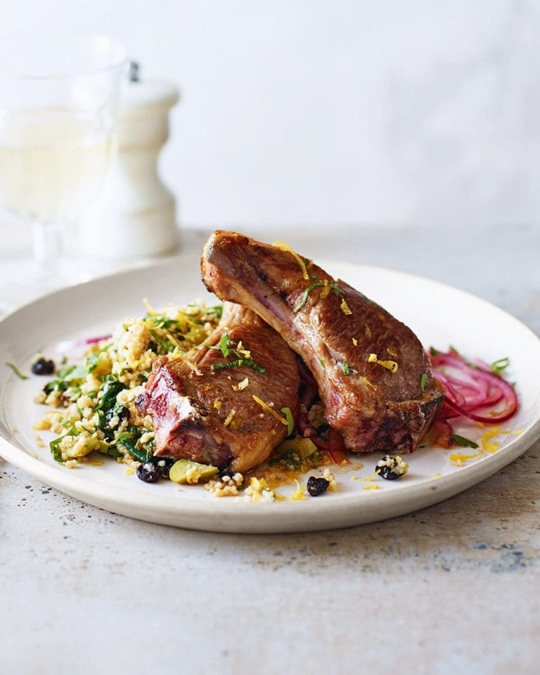 Zesty lamb chops with couscous recipe | delicious. magazine