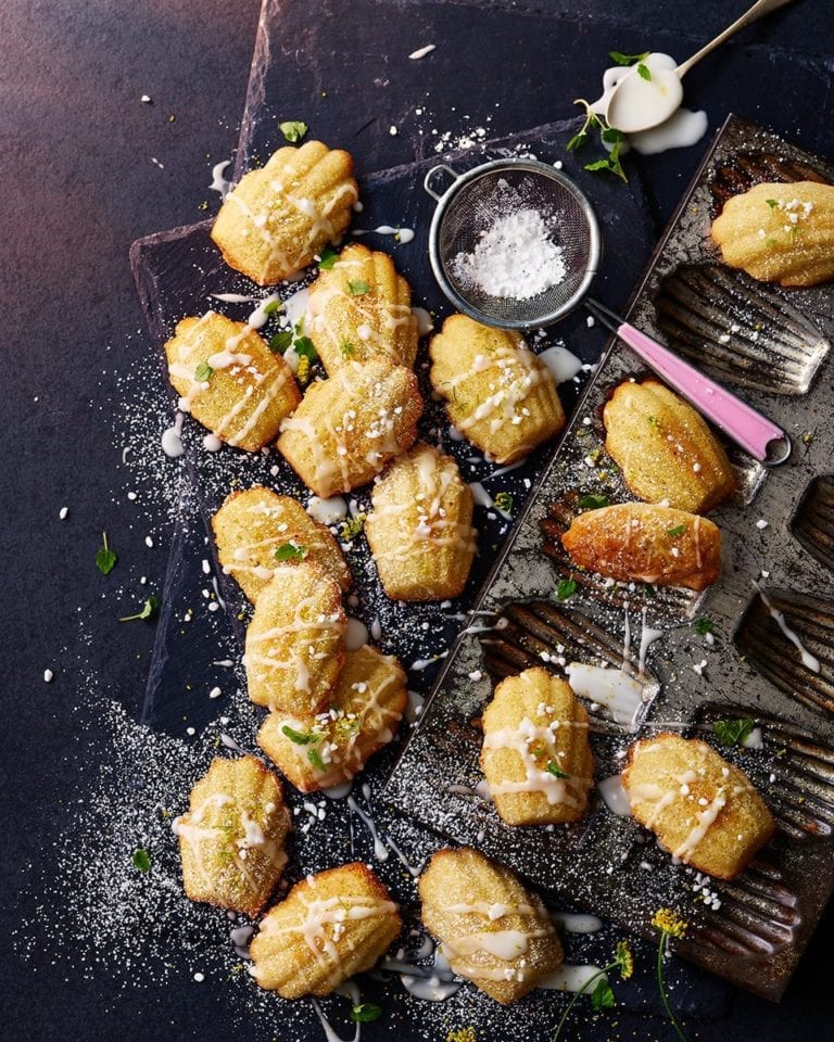 Madeleines with a lemon and thyme drizzle