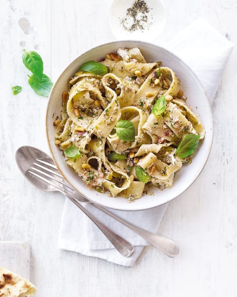 Tapenade pappardelle with ricotta