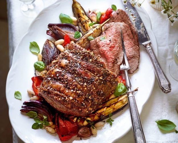 roast beef with aubergine