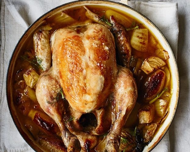 Fennel and white wine pot-roast chicken