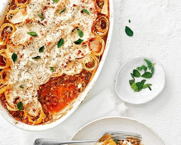 Leftover bolognese rotolo pasta bake