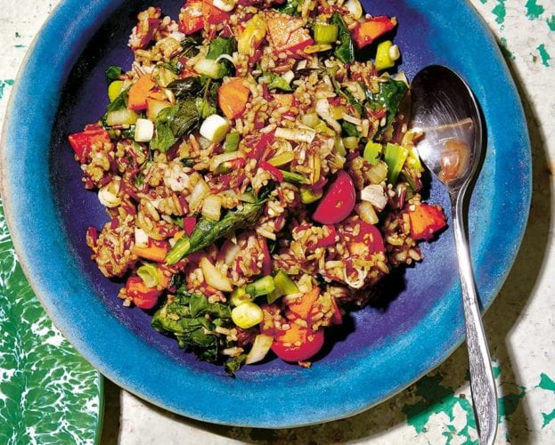 stir-fried brown rice