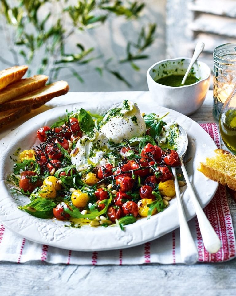 Tomato and burrata salad with basil oil