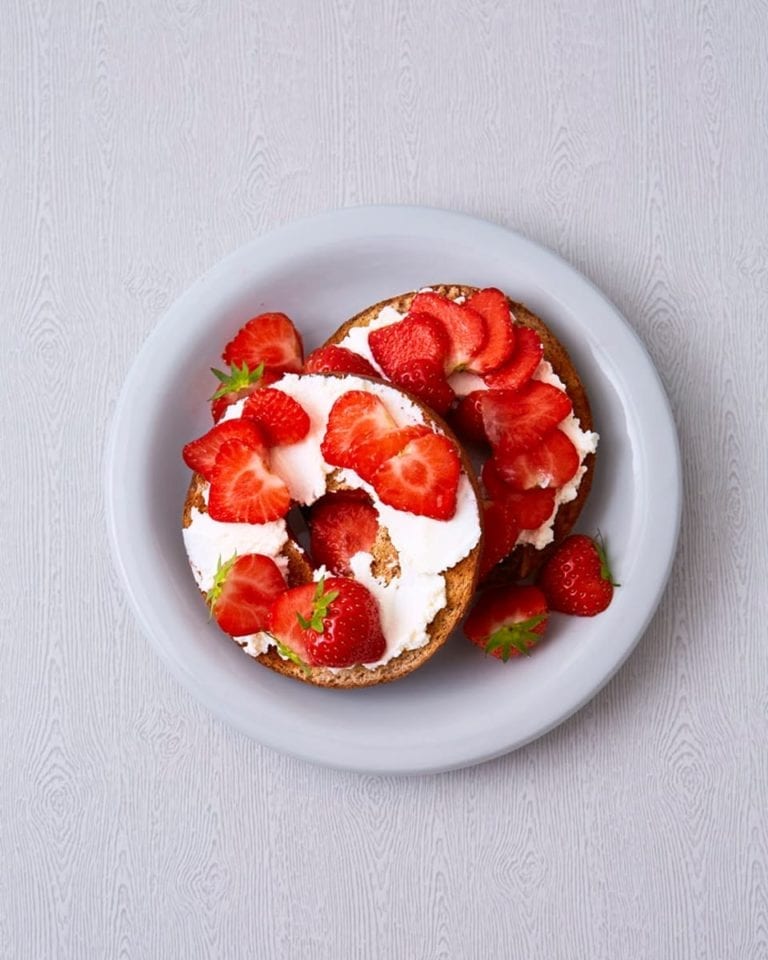 Strawberry breakfast bagel