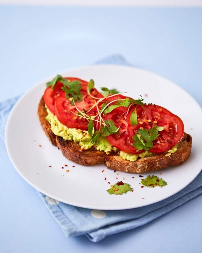 Quick avocado toast with tomato