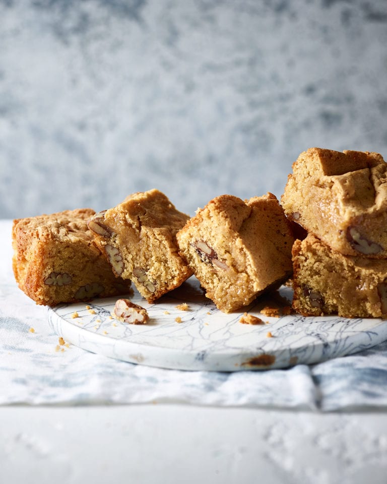 Sea salt and pecan blondies