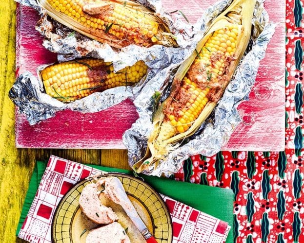 Baobab butter and rosemary corn cobs