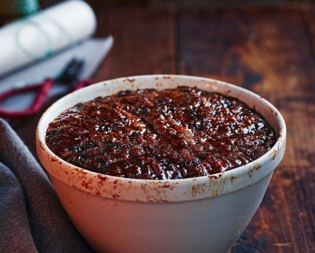 Sloe gin ‘figgy’ Christmas pudding