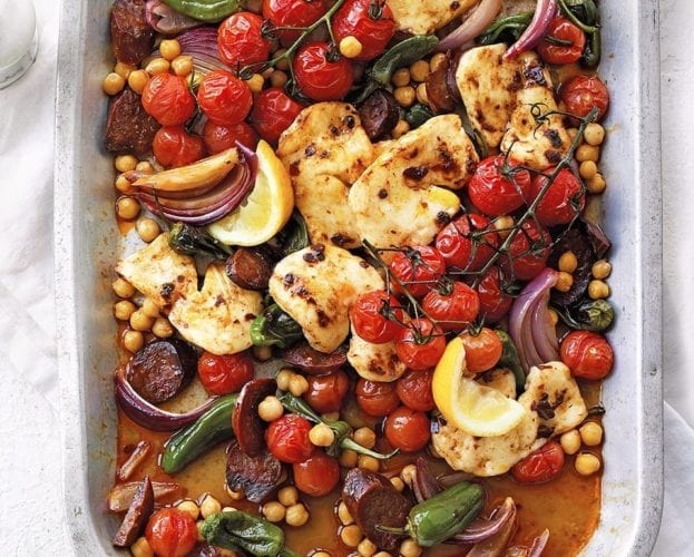 Halloumi traybake