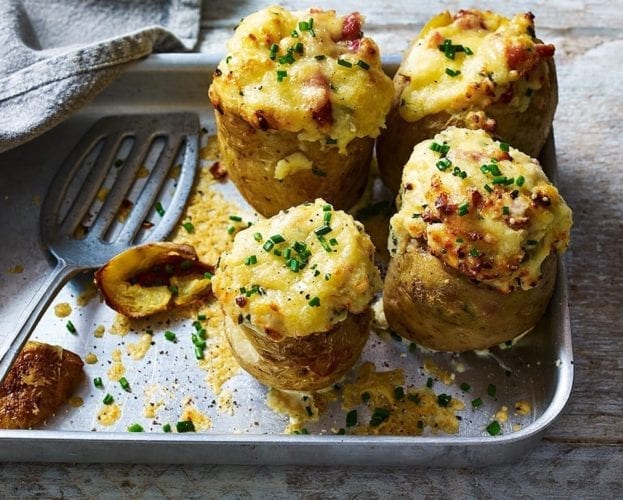 cheese-stuffed jacket potatoes