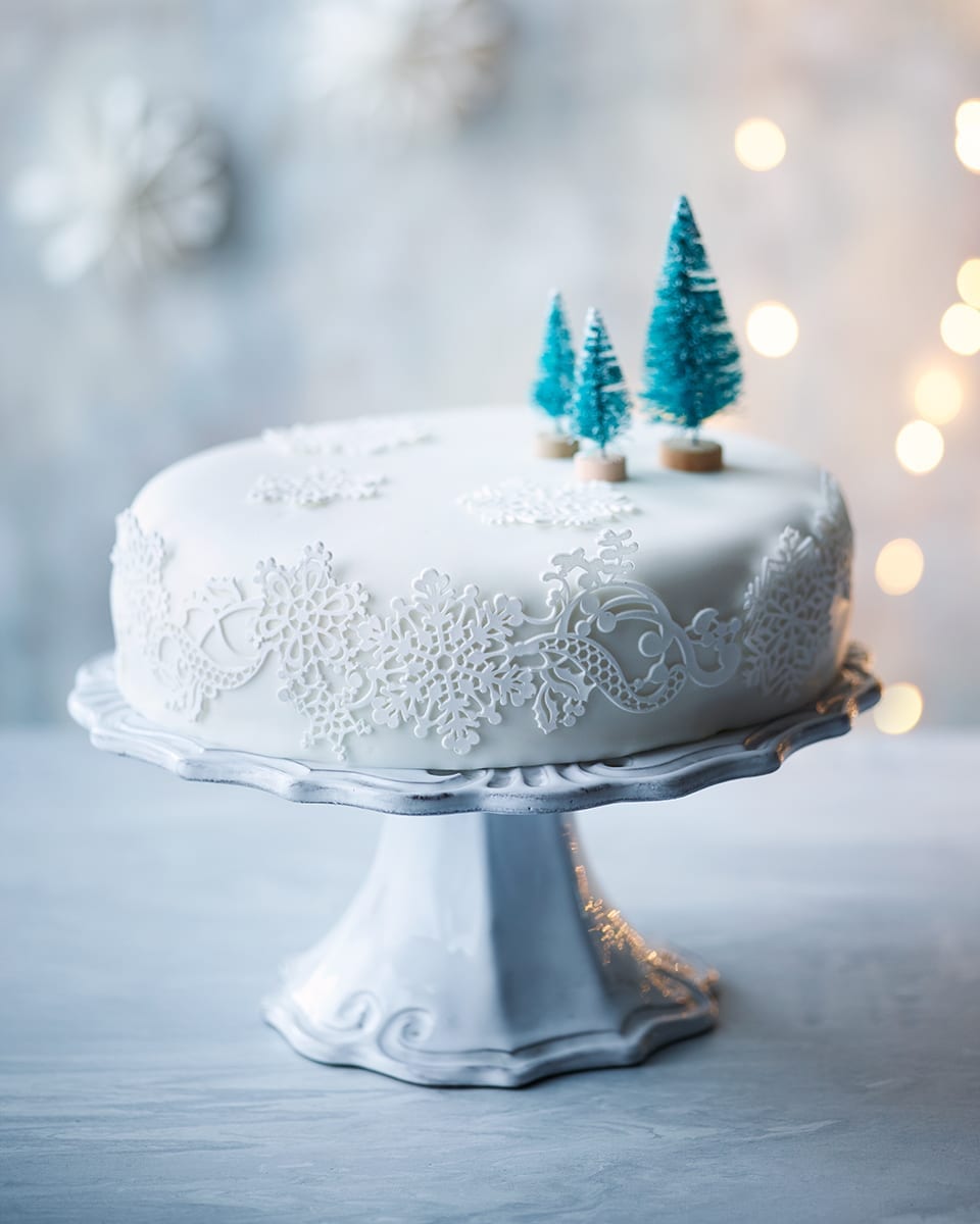 How to decorate a Christmas cake with cake lace ...