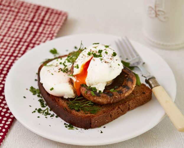 Herby mushroom and eggs on toast